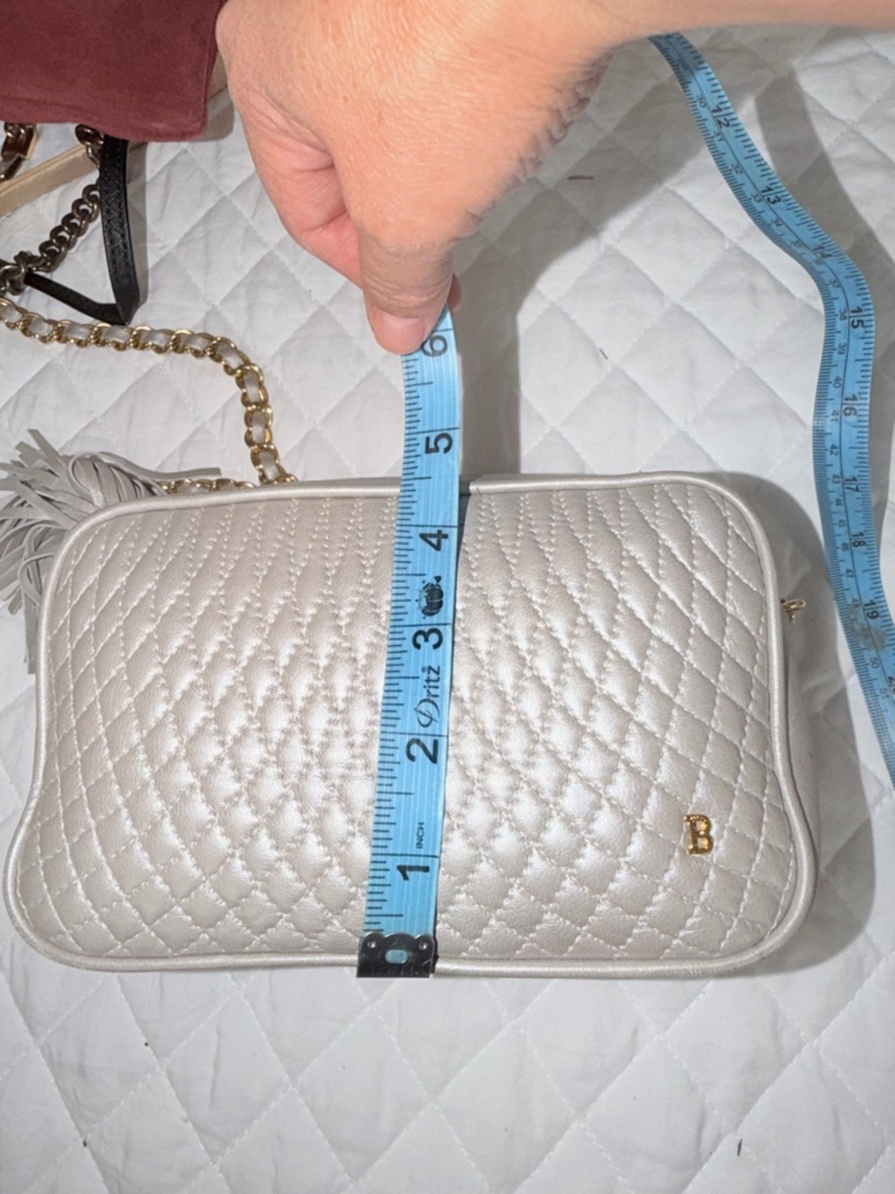 Bally Quilted Metallic Silver Crossbody Bag Camera style - Picture 11 of 12